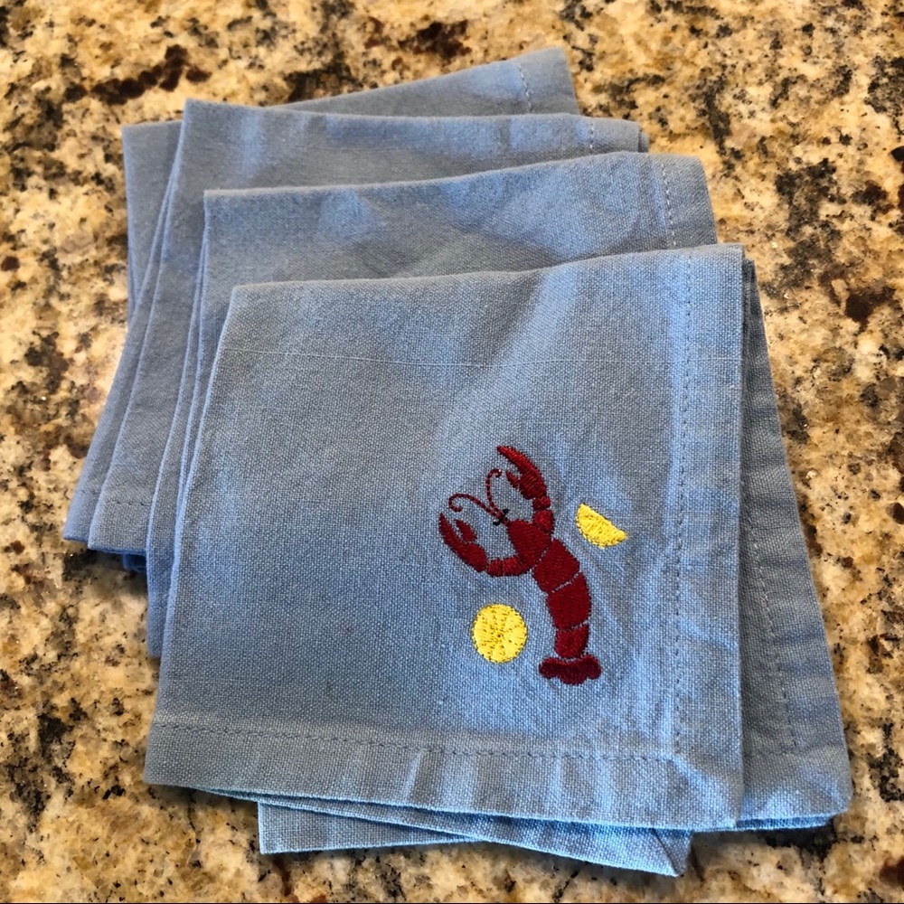 Cotton Lobster Motif Cocktail Napkins